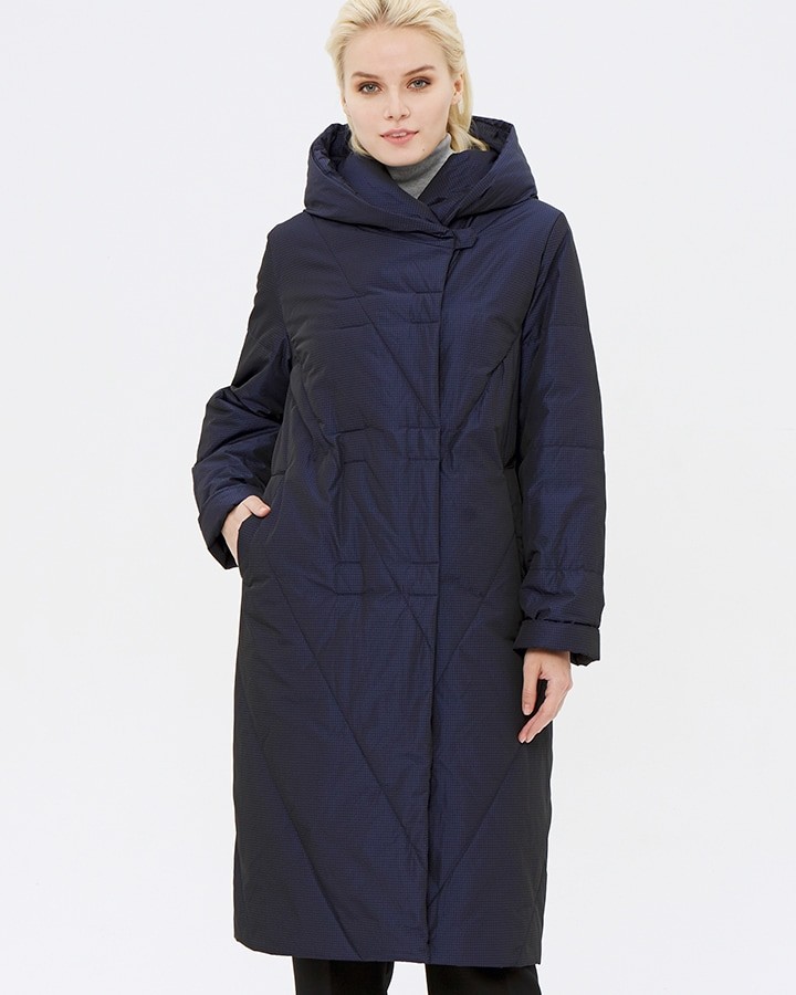 Женское пальто Dixi Coat 3715-322           Артикул 3715-322. Длина спины 110 cм. Наполнитель-Zero Down(120гр.) Цвет: 28 -синий. Размеры(EUR) 36,48