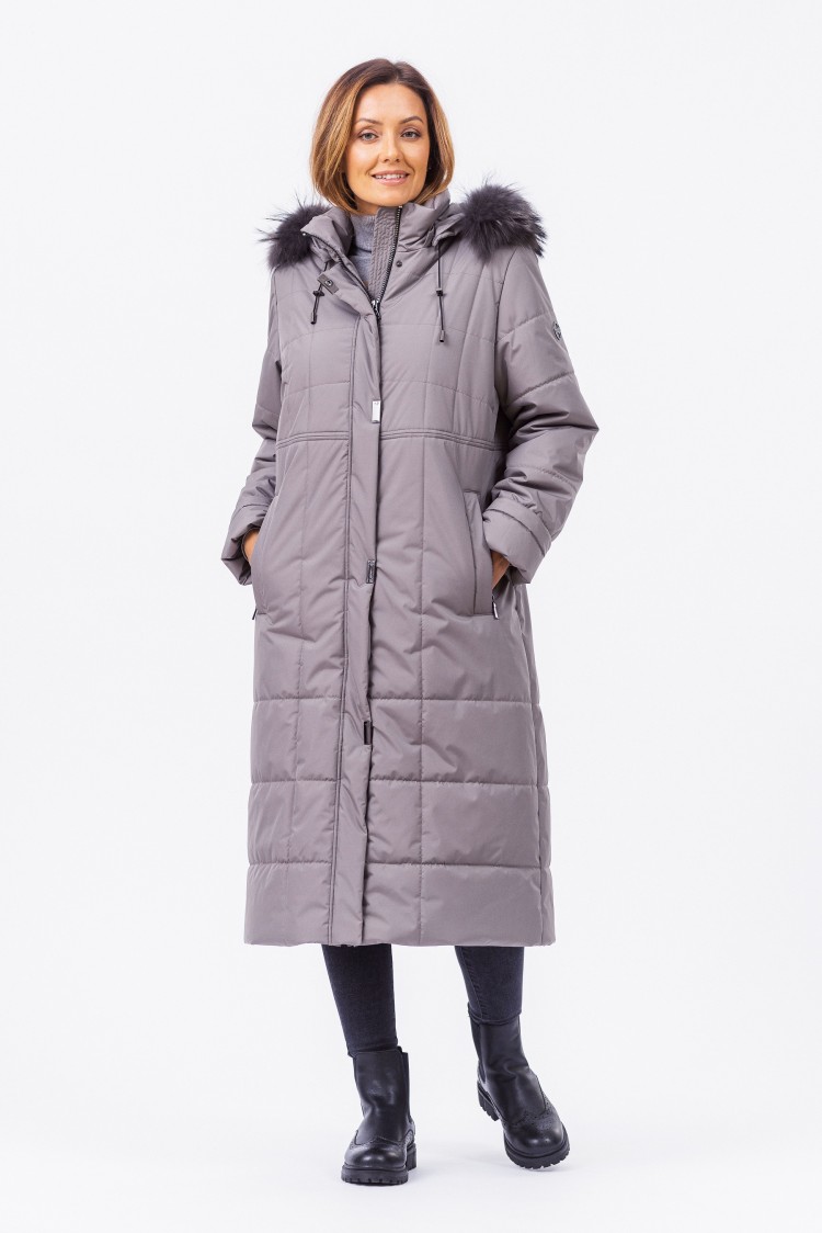 Женское пальто Maritta DJUNA(ДЖУНА)  Размеры(EUR) 38,40,44,46   Утеплитель-изософт(200гр). Длина 115см. Цвет: 17-таупе(смесь серого,коричнего и бежевого) 